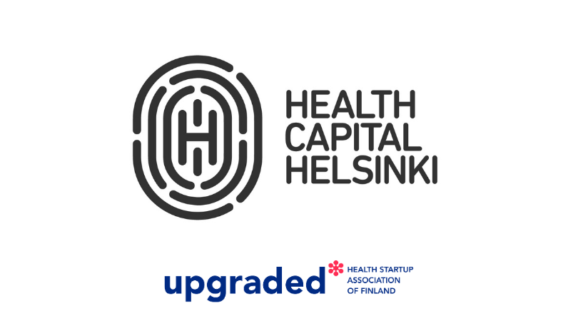 Logos of Health Capital Helsinki and Upgraded – Health Startup Association of Finland