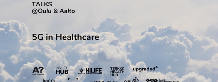 Health Talks event banner with event information and cloudy sky on the background