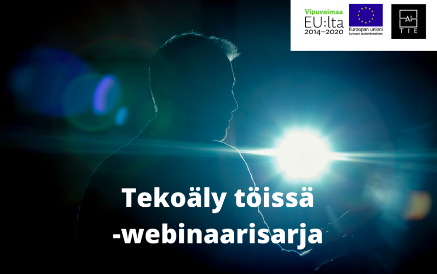 Event banner for Tekoäly töissä webinar series