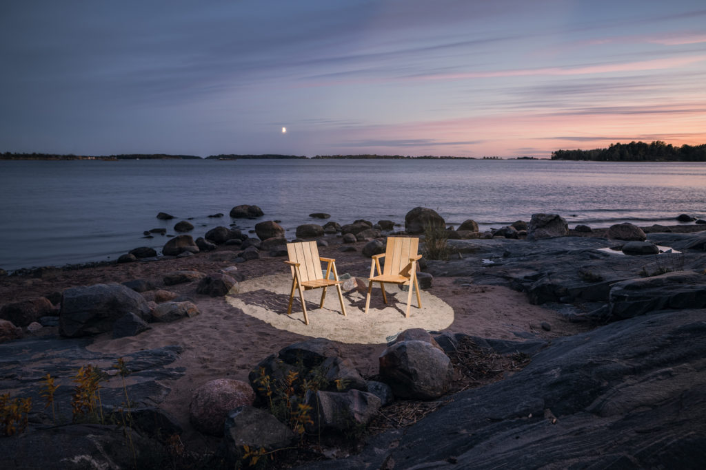 Two chairs on an evening beach