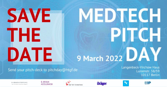 The MedTech Pitch Day event 2022 banner including event info