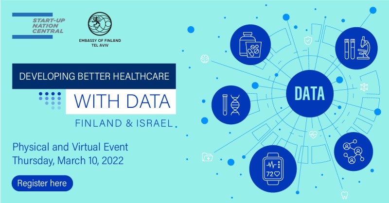 Event banner for Finland and Israel: Developing better healthcare with data event