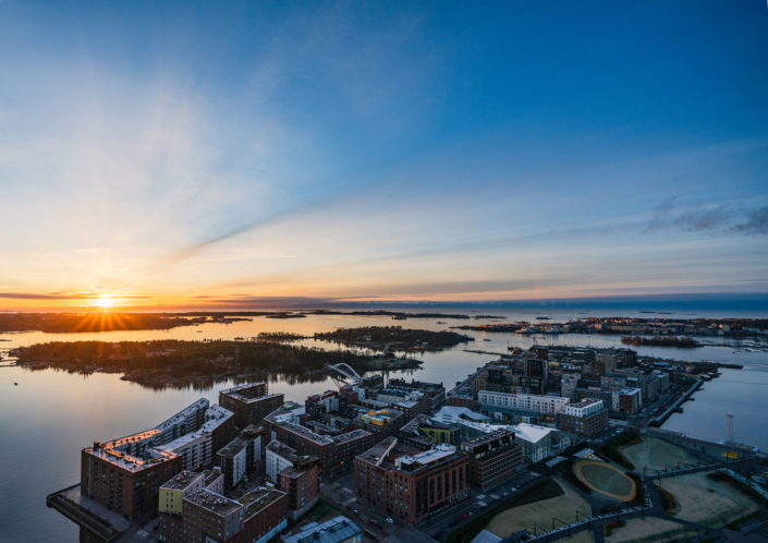 Sunrise over Kalasatama in Helsinki in November