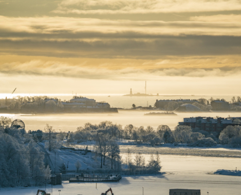 Wintery landscape from Kalasatama, Helsinki
