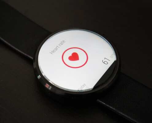 Smart watch showing heart rate