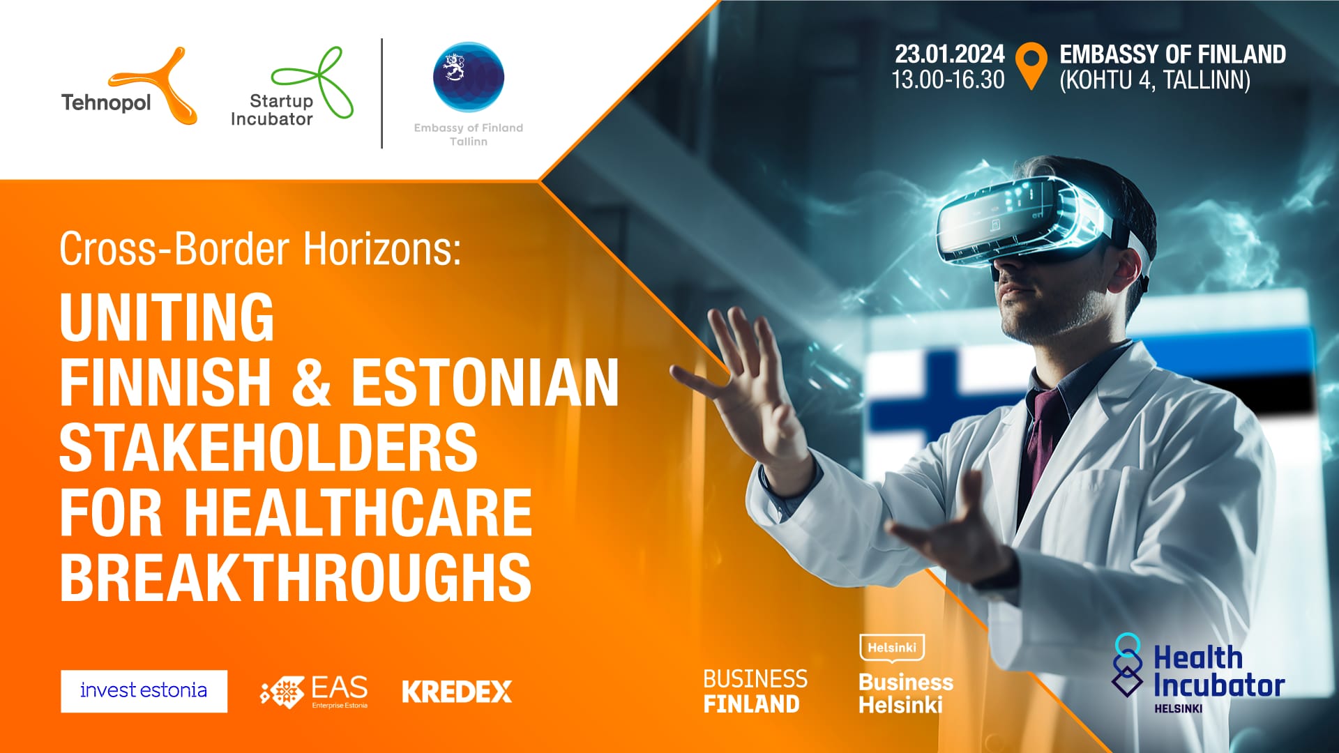 The event banner of Cross-Border Horizons: Uniting Finnish & Estonian Stakeholders for Healthcare Breakthroughs