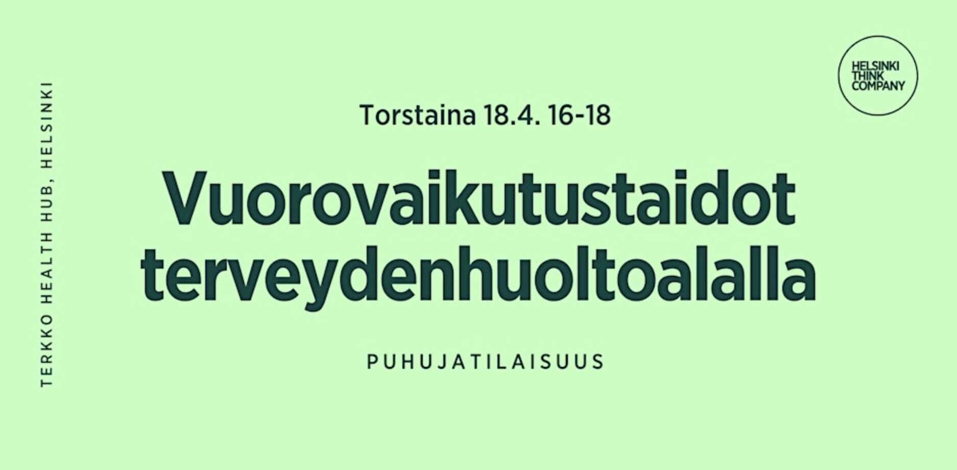 Tapahtumabanneri Vuorovaikutustaidot terveydenhuoltoalalla -puhujatilaisuudelle
