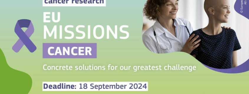 The banner of Horizon Europe's call for proposals in cancer research